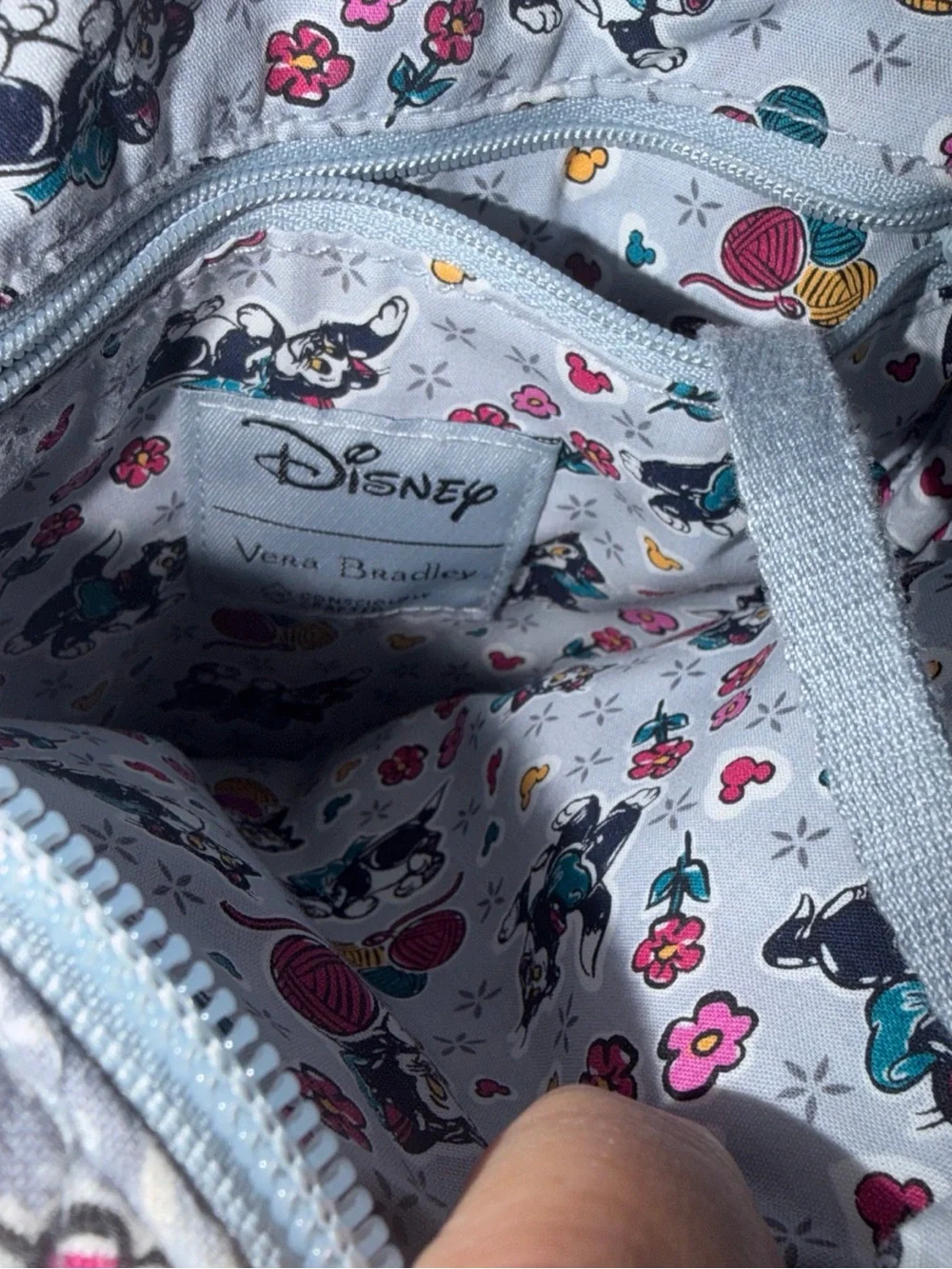 Vera Bradley Gray Minnie & Mickey Quilted Crossbody with Teal and Pink Accents